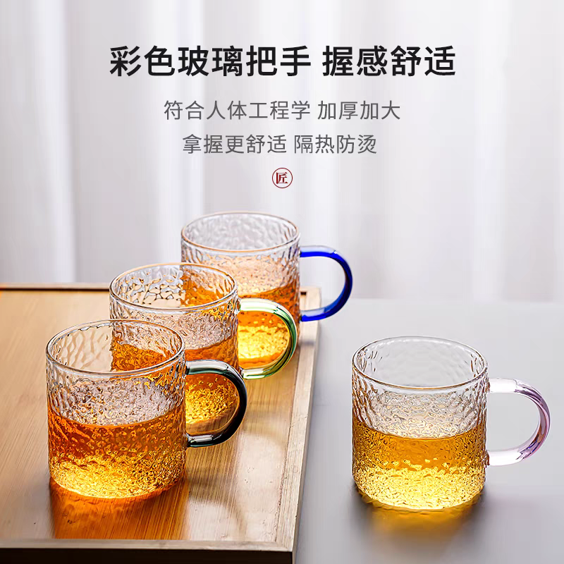 加厚耐热玻璃品茗杯子小茶杯带把杯功夫茶具喝茶耳杯茶碗家用套装玻璃杯 水晶玻璃杯  功夫茶杯 玻璃小杯细节图