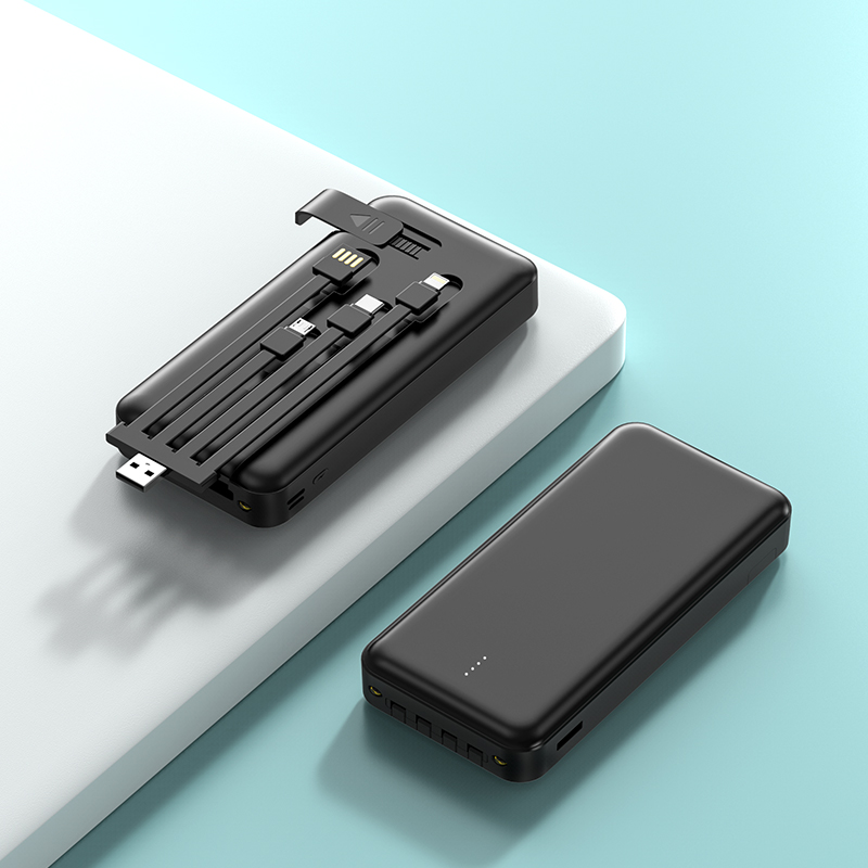 A portable power bank with a built-in cable and large capacity Application Scenario