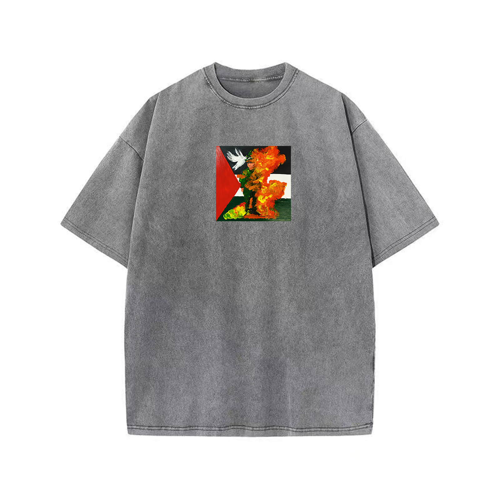 跨境水洗棉圆领衫T-Shirt男士短袖复古美式风格潮流启发详情3