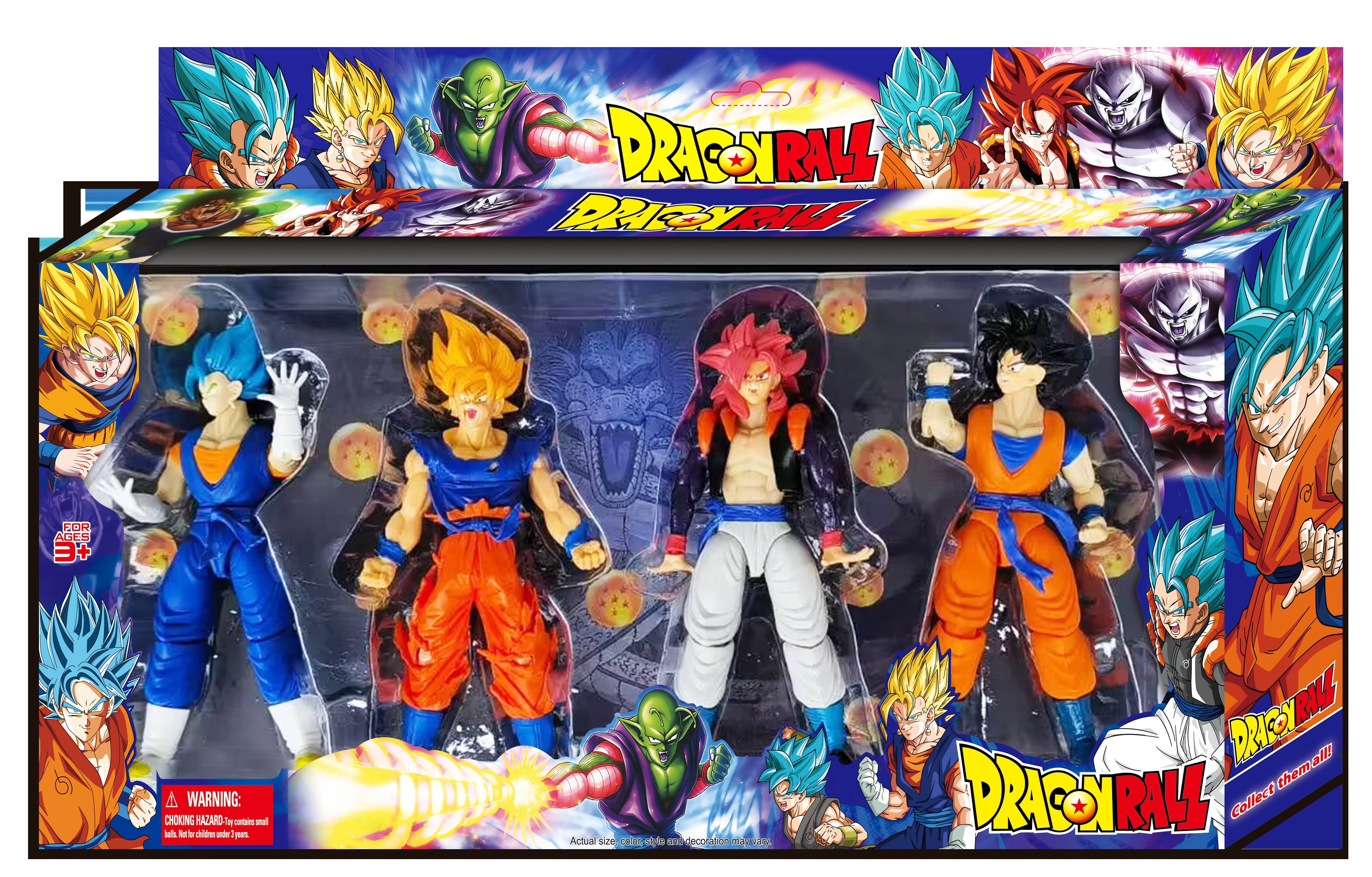 Dragon Ball 8-inch figurines with lights on the chest, 4 color boxes, 3 mixed sets (detachable), children's plastic toys details Picture