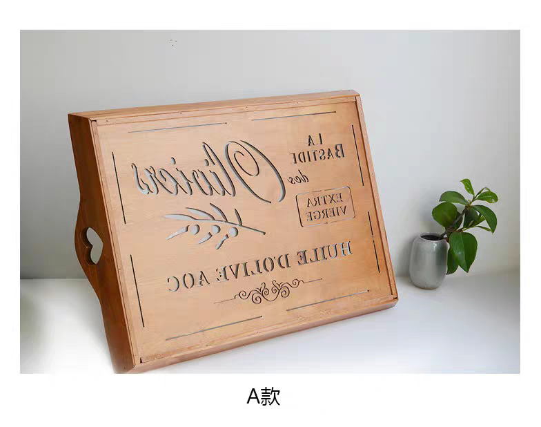 欧式雕花镂空 复古木制收纳展示托盘 餐盘酒盘杯盘咖啡馆摆件详情图2