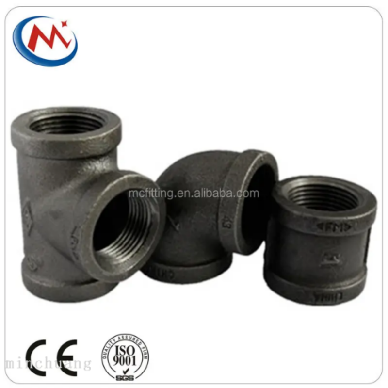 制造商!黑螺纹可锻铸铁套筒减速弯头gi水暖材料镀锌三通减速管件细节图