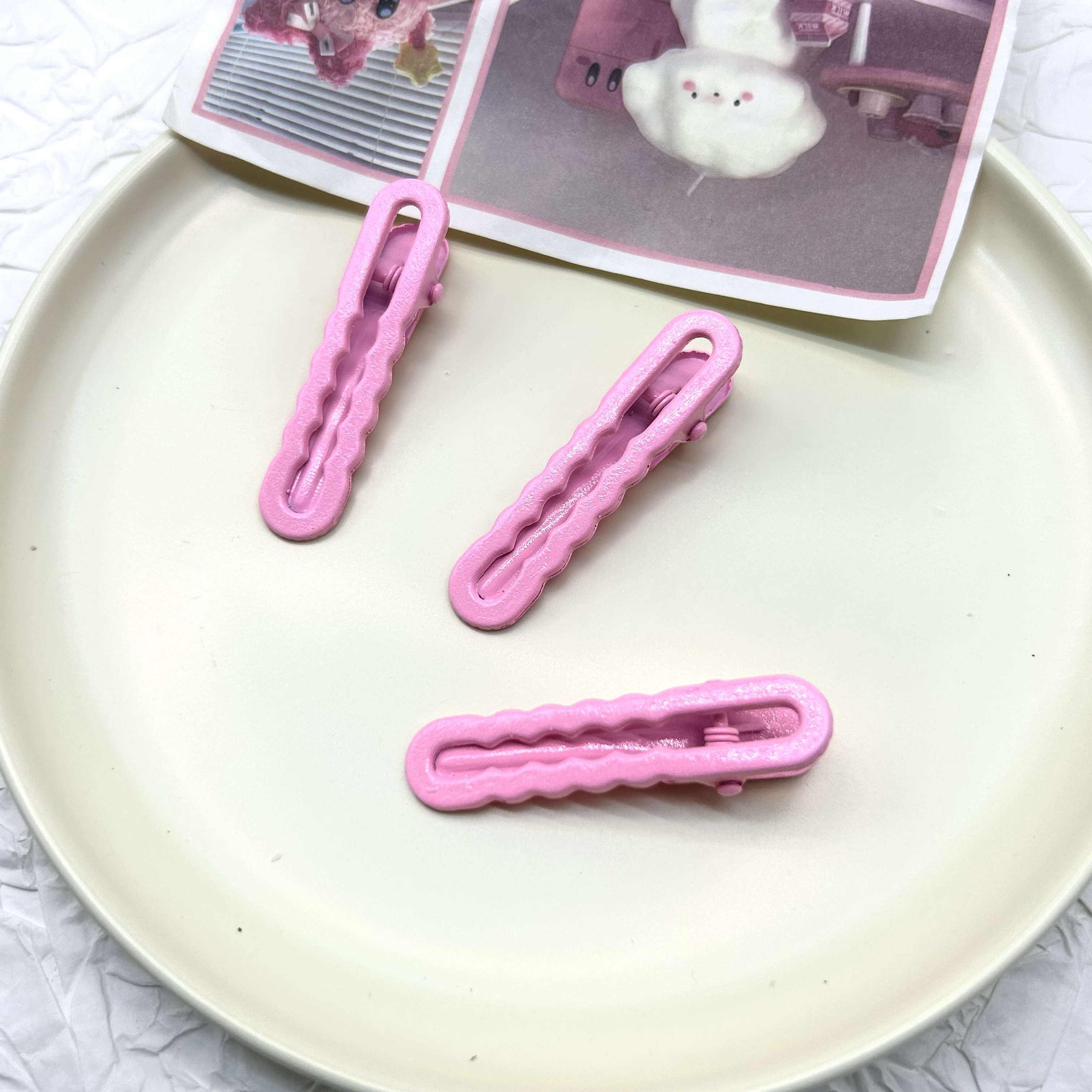 亚克力饰品/抓夹/黑色一字夹/亮黑色发夹一字夹/塑料发夹白底实物图