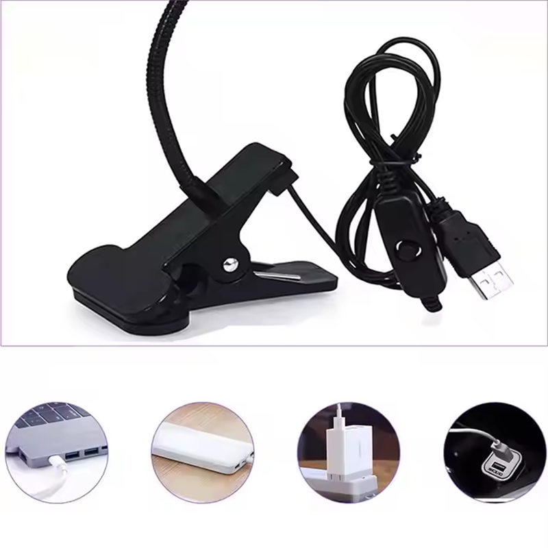 New type of nail art lamp with a cylindrical head, flexible hose, extendable usb power supply, and a dedicated wearable nail for attaching nails details Picture