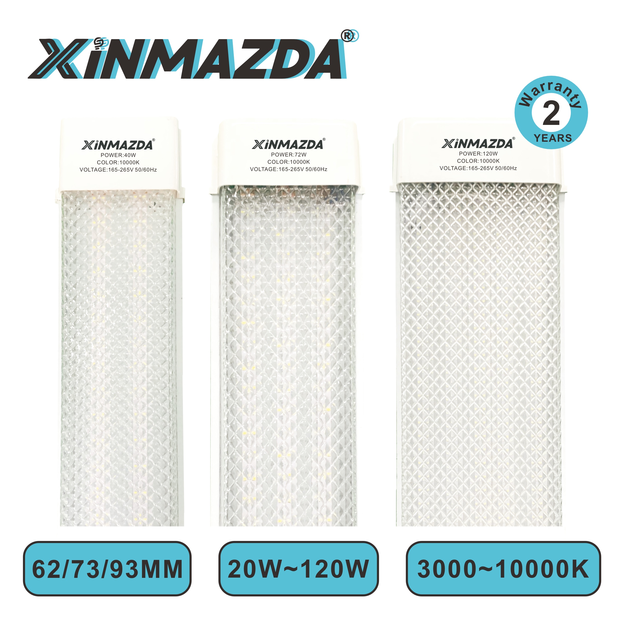 XINMAZDA菱晶罩净化灯LED一体化灯架1.2M0.6M 62MM73MM93MM 40W72W100W120W