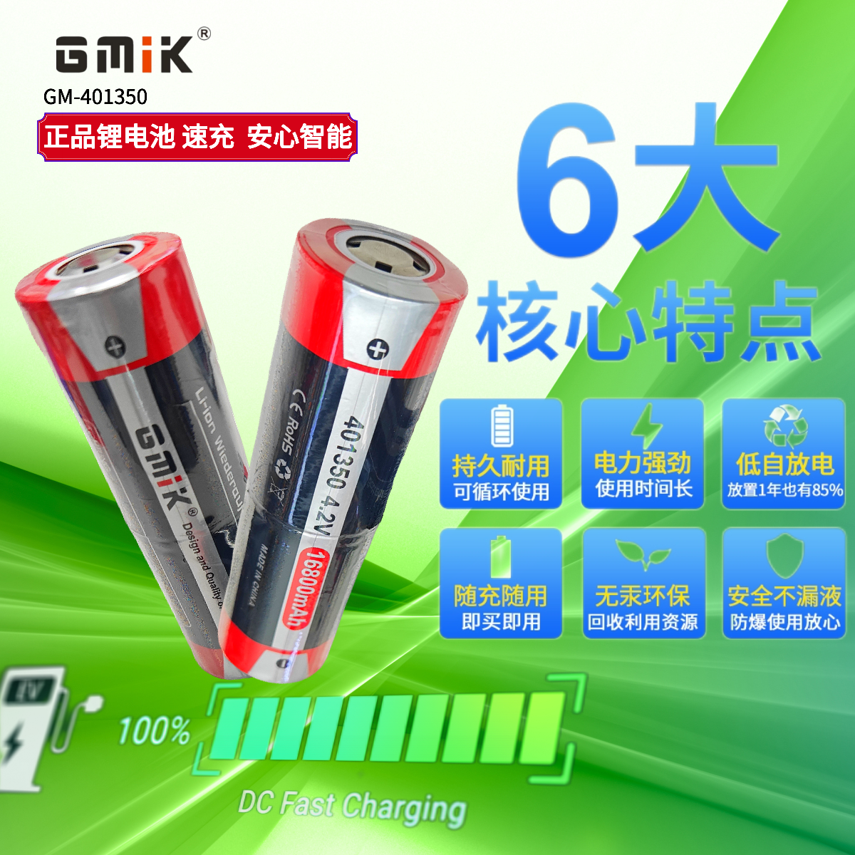 GMIK专业40700锂电池充电器 适用手电筒锂电池 高效率铅酸蓄电池充电 快速安全充电器详情图6