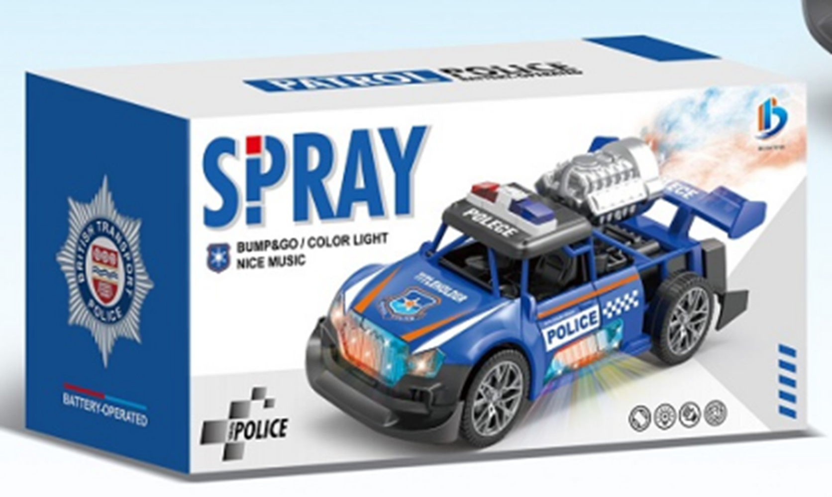 Children's toy electric universal light music spray police car (2 colors) details Picture