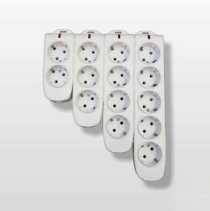 European-style power strips with 2 to 5 positions for electrical products