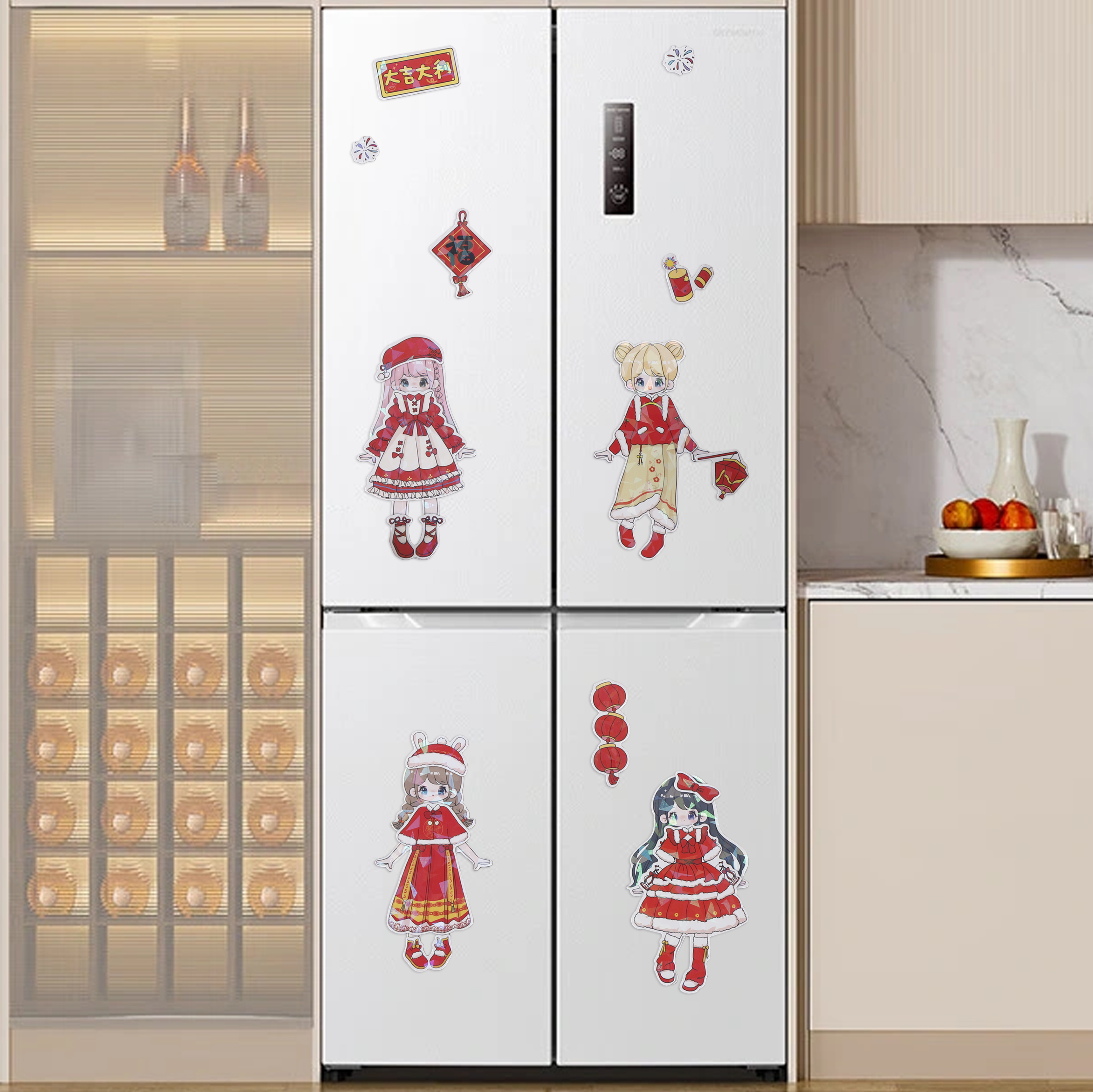 New Year's Edition Girl's changeable fridge magnet, changeable magnetic multiple sets, changeable magnetic quiet book pic 9