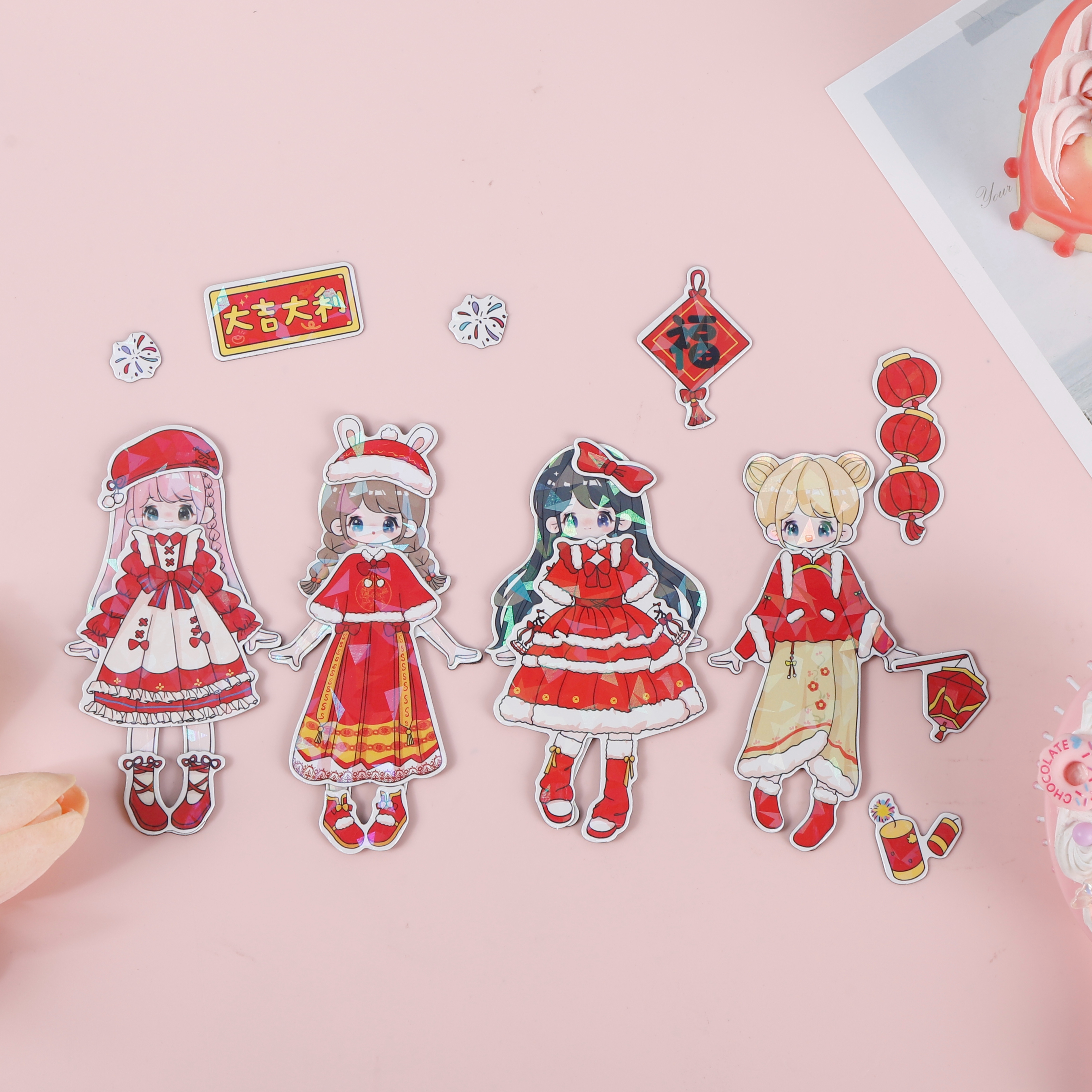 New Year's Edition Girl's changeable fridge magnet, changeable magnetic multiple sets, changeable magnetic quiet book Application Scenario