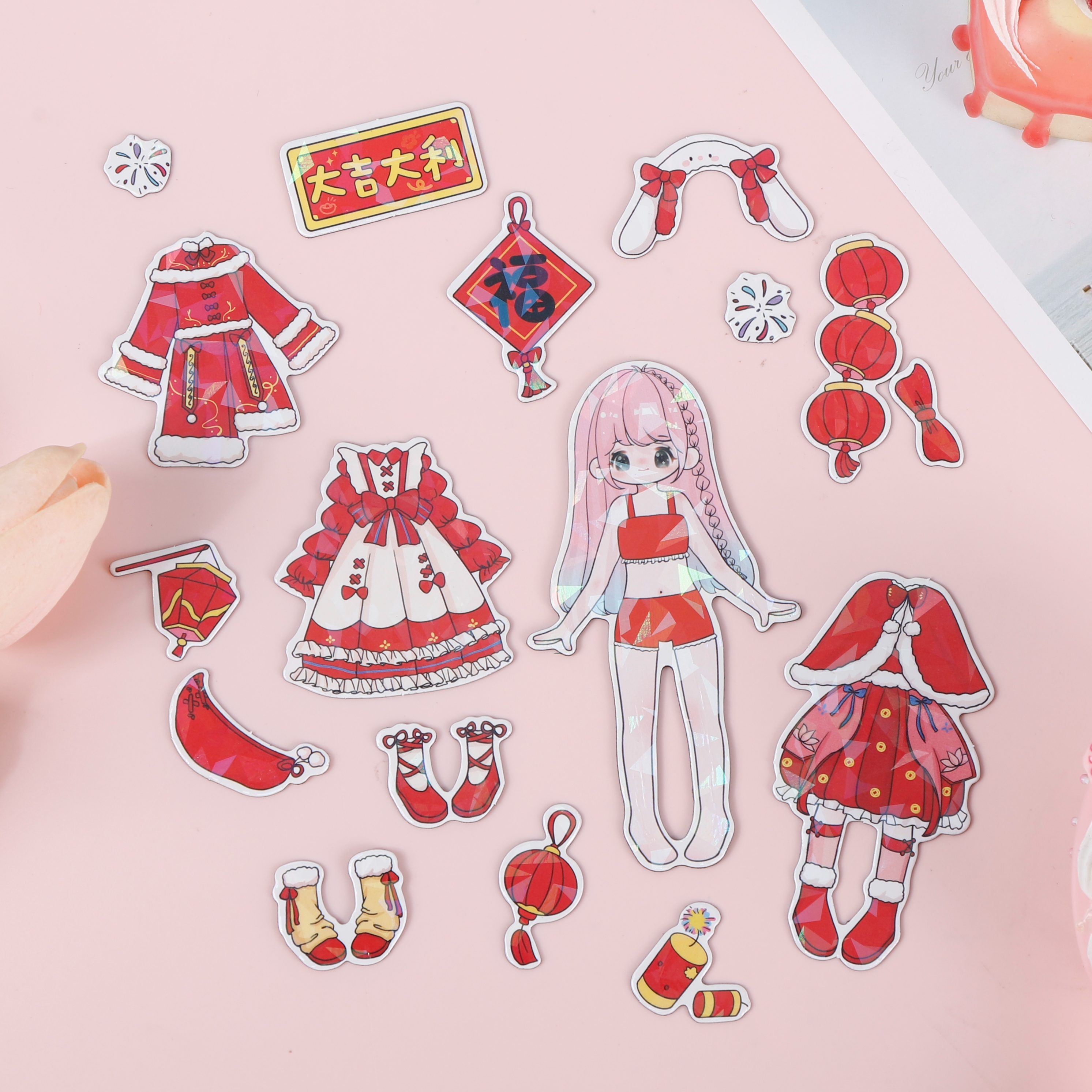 New Year's Edition Girl's changeable fridge magnet, changeable magnetic multiple sets, changeable magnetic quiet book Item Picture