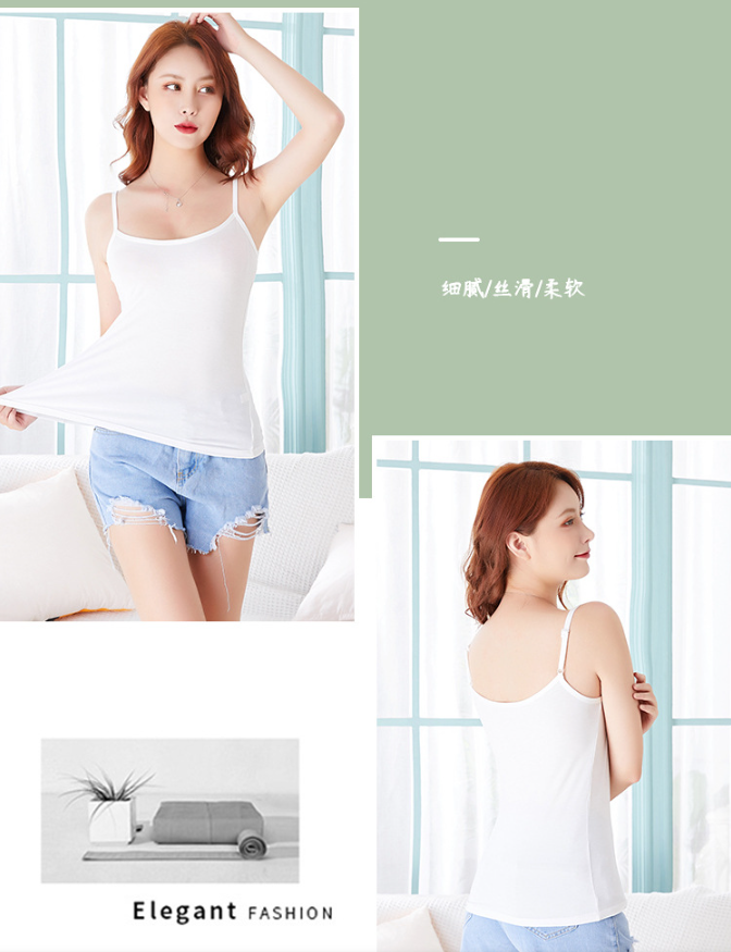 吊带可调节肩带背心打底外穿夏无袖上衣百搭长款打底衫修身薄背心详情10