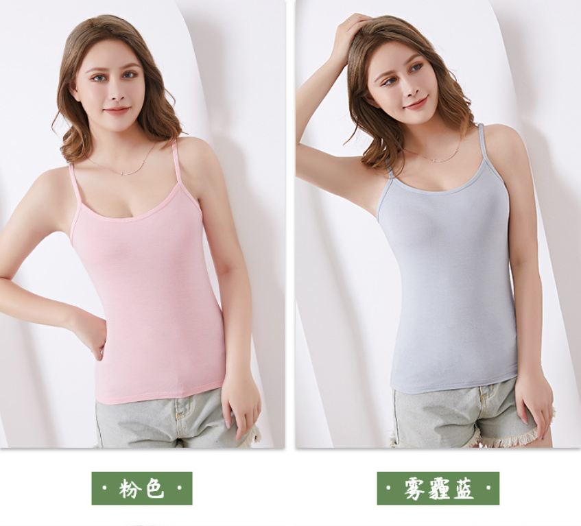 吊带可调节肩带背心打底外穿夏无袖上衣百搭长款打底衫修身薄背心详情8