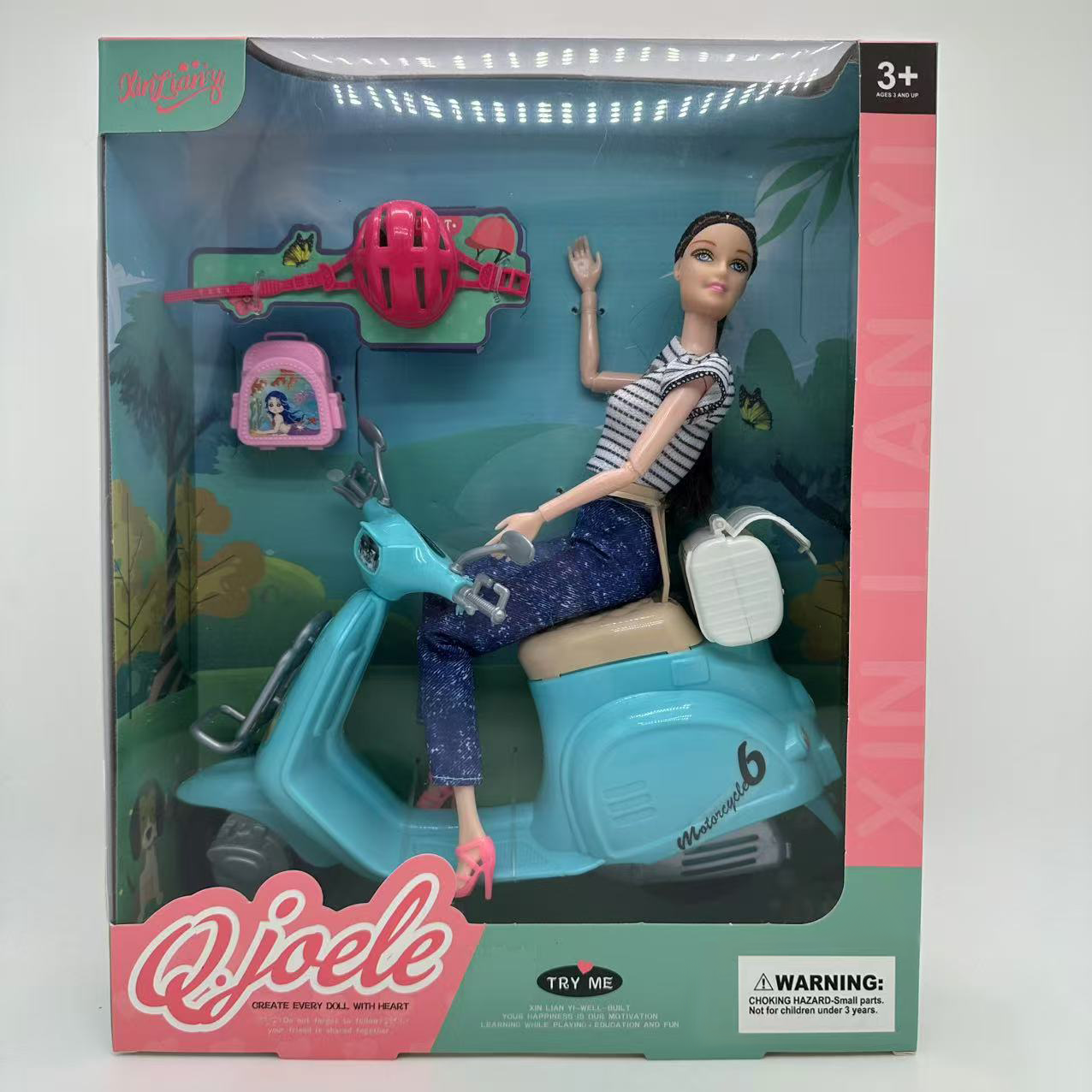 外贸洋娃娃高端公主娃娃玩具四肢手腕可动窗盒窗盒乔乐儿11.5寸关节娃娃摩托车套装高级礼盒装女生扮家家酒玩具套装E-1