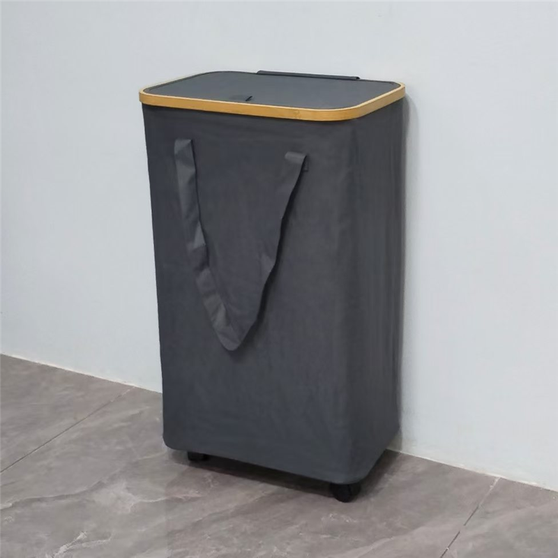 Household foldable dirty clothes basket with wheels, dirty clothes storage basket, Oxford cloth dirty clothes basket for storage Application Scenario