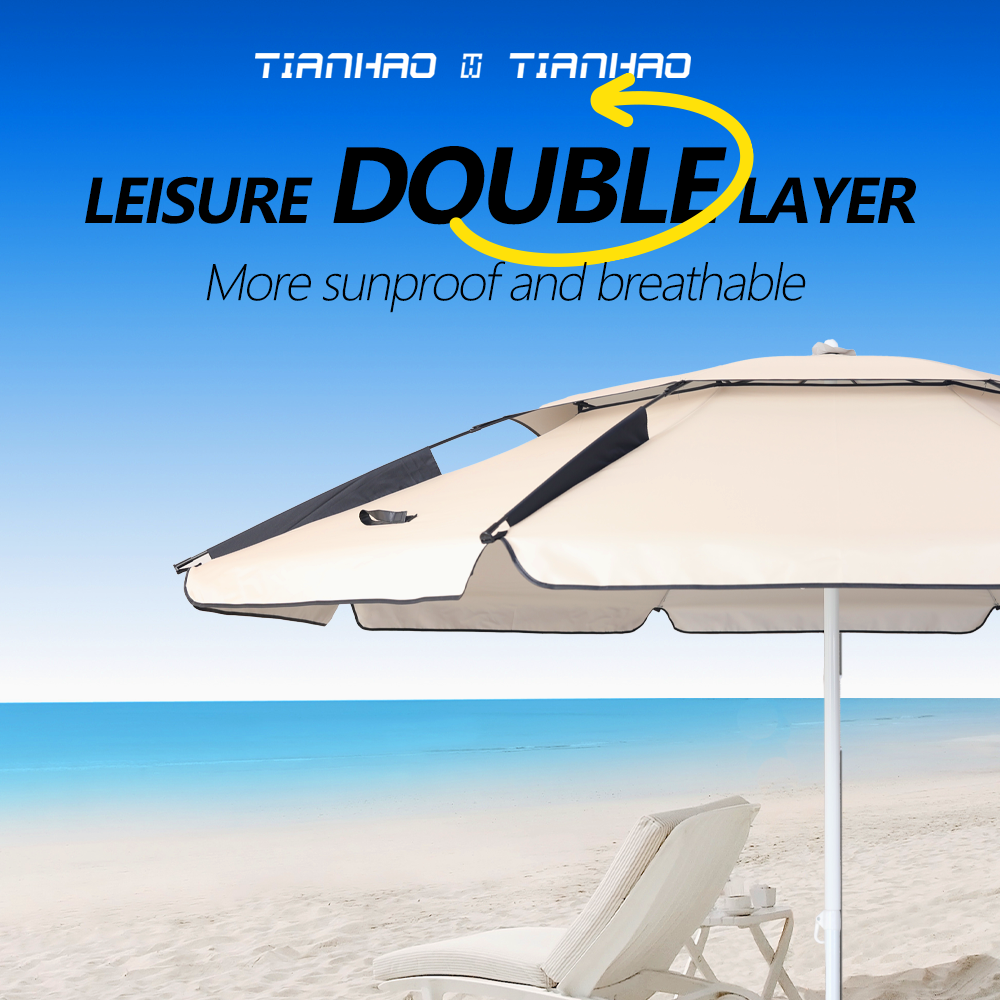 Beach Umbrella Double Layer - Oxford Silver Coating