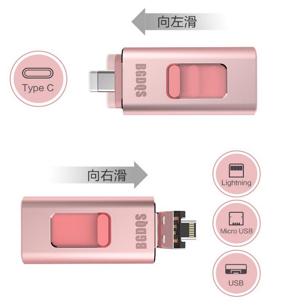 U盘OTG批发 定制logo可伸缩商务U盘高速刻字优盘128GB礼品USB3.0 32GB64GB金属U盘U盘