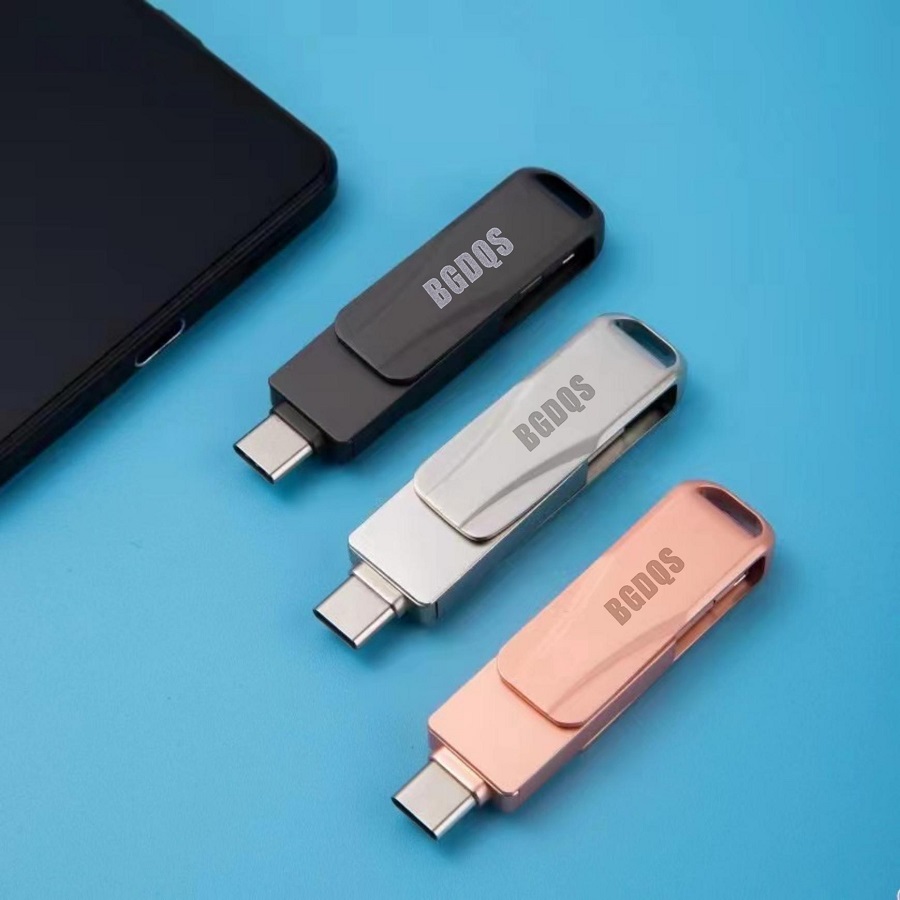 U盘OTG工厂批发 定制logo可旋转商务U盘高速刻字优盘128GB礼品USB3.0 32GB64GB金属U盘U盘详情1