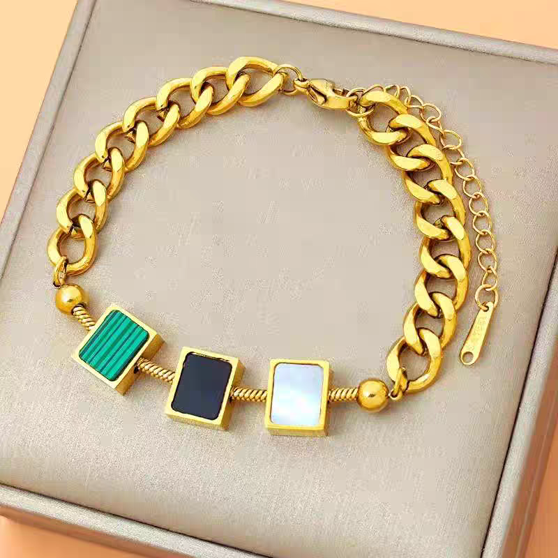 New titanium steel bracelets from Japan and South Korea are fashionable and unique accessories for girls. Stainless steel bracelets are versatile and won't fade. Stainless steel bracelets detail image 9