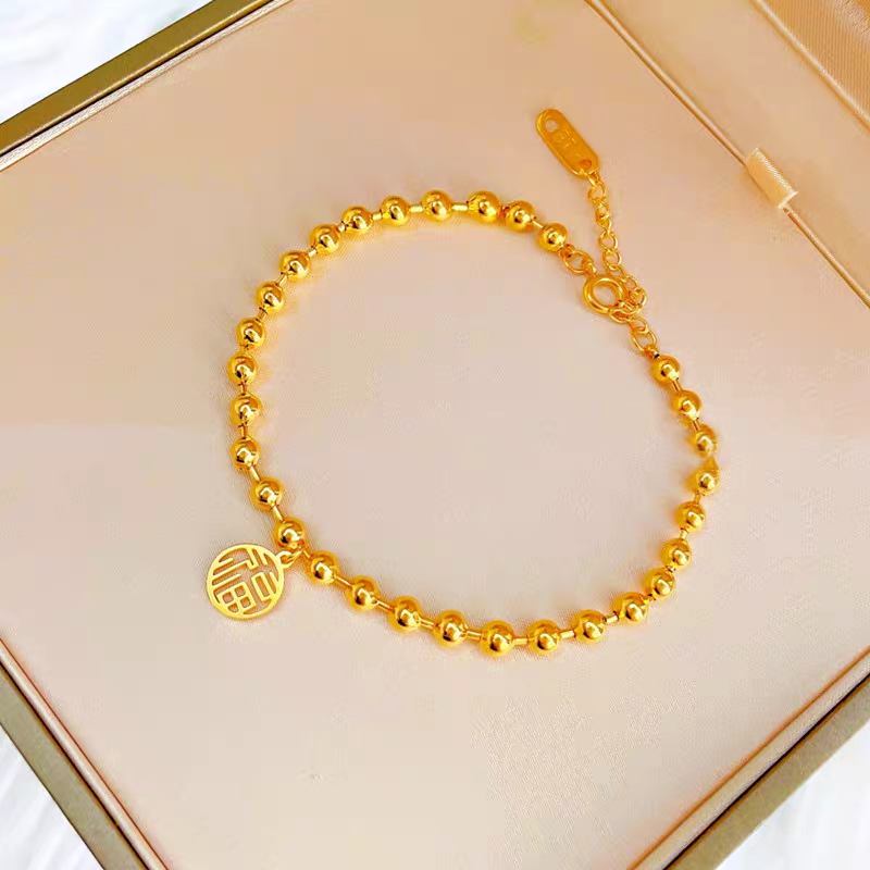 New non-fading titanium steel bracelet, women's pearl "Fu" character, zircon heart-shaped butterfly decoration, versatile ins wristband Application Scenario