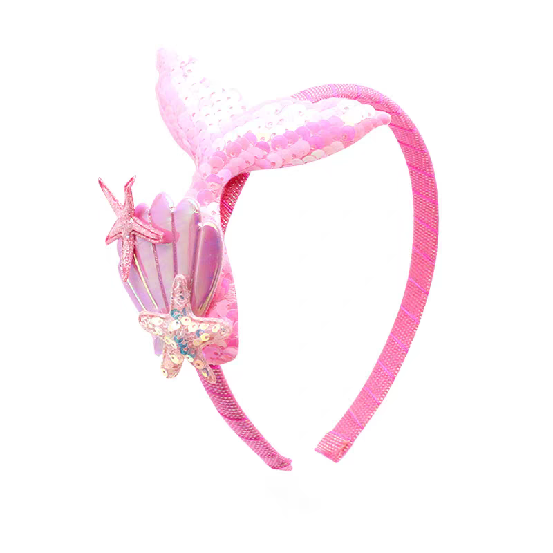 Mermaid children's headband, princess headwear, cute baby starfish shell headband, headband, shiny fish tail hairpin details Picture