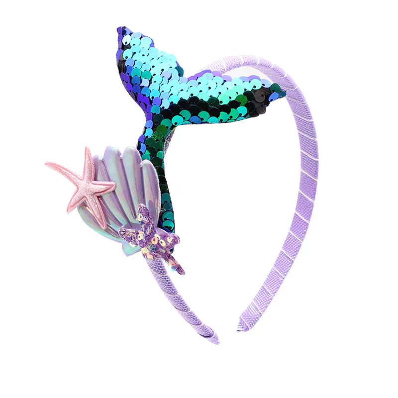 Mermaid children's headband, princess headwear, cute baby starfish shell headband, headband, shiny fish tail hairpin Application Scenario