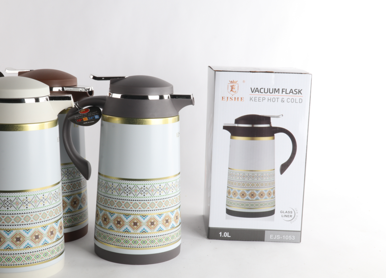 厂家直销民族风  水壶白胆红胆保温瓶出口跨境中东咖啡壶菱形花图保温详情2