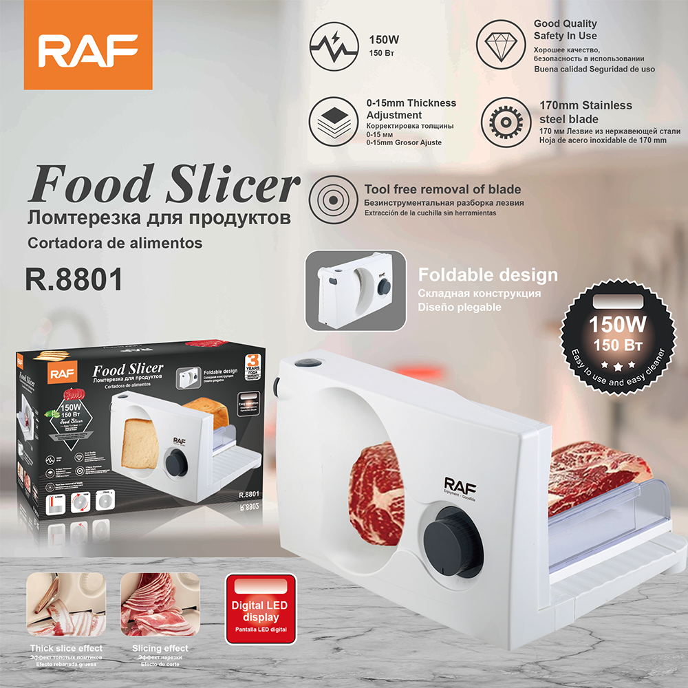RAF European-standard cross-border household meat slicer, multi-functional fruit slicer, portable and foldable full figure