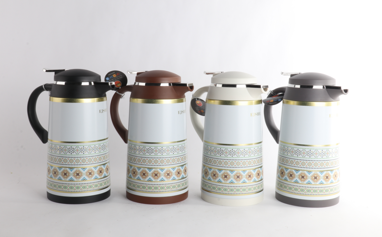 厂家直销民族风  水壶白胆红胆保温瓶出口跨境中东咖啡壶菱形花图保温详情1