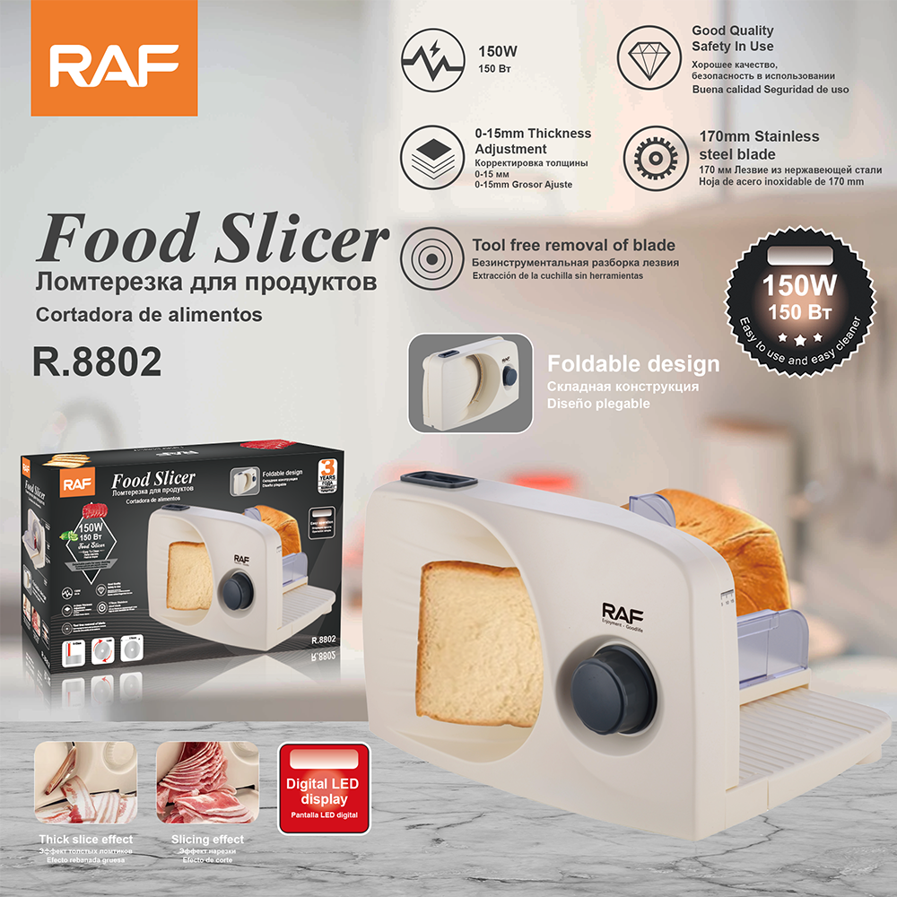 RAF European-standard cross-border household meat slicer, multi-functional fruit slicer, portable and foldable R.8802 full figure