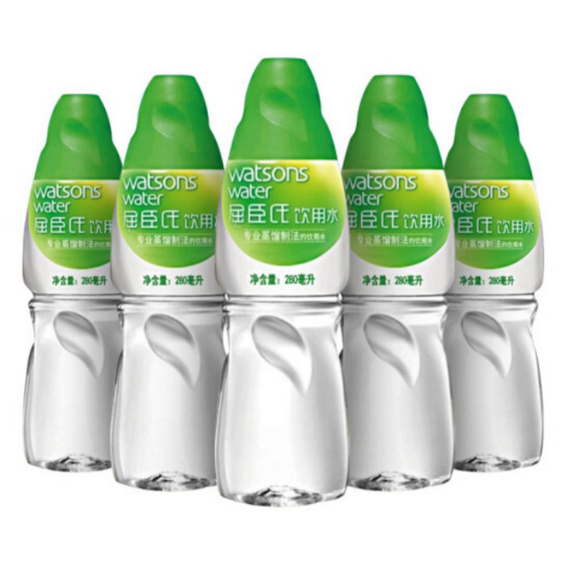 批发包邮！FONTENOCE休闲零食矿泉水纯净水 屈臣氏蒸馏水280ml