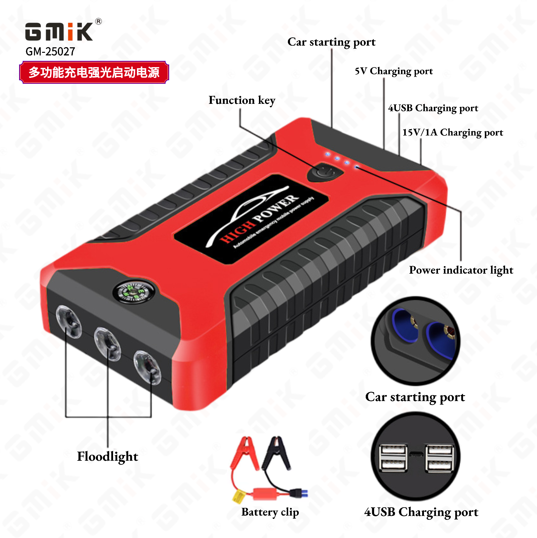 12V汽车应急启动电源大容量车载启动器亏电电瓶搭电瞬间启动神器 详情图5