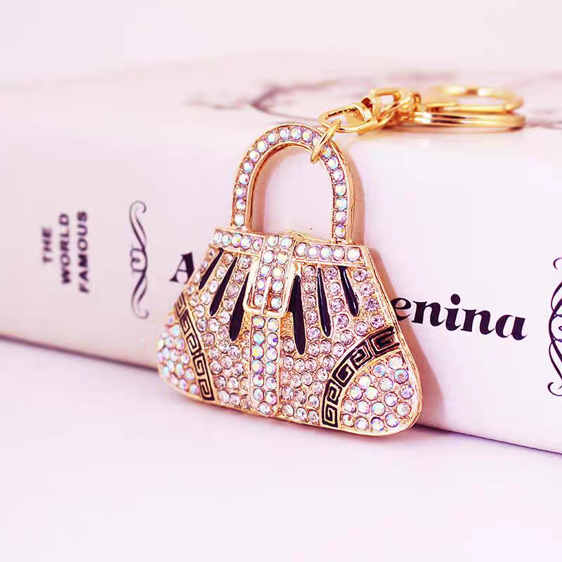 德国工艺满钻精美手提包合金钥匙扣配饰钥匙链送女友包扣包挂件水产品图