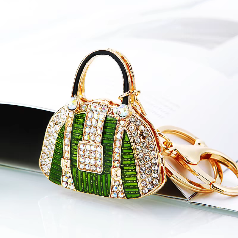 Diamond-encrusted small shoulder bag, car key chain, metal cute women's bag, pendant, accessory, key chain ring, creative business gift Item Picture