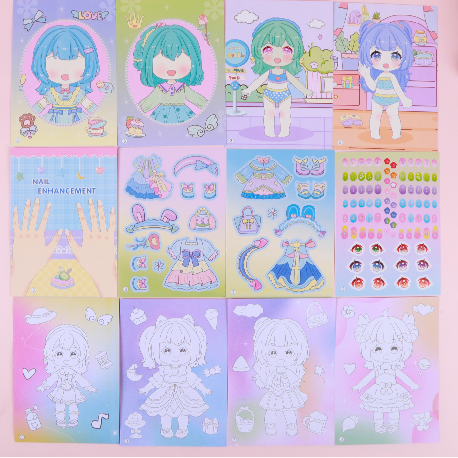 Hand-held makeup bag, dressing up, makeup, quiet book, DIY handicrafts, coloring, nail art materials, stickers Specification image