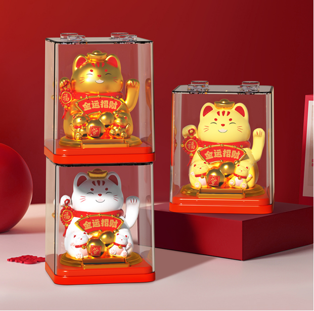 元宝/聚宝盆/福袋/中国结/葫芦/令牌 太阳能招财猫
大号3寸 颜色：金色/白色/黄色 
详情图4