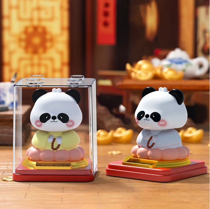 熊猫考神/熊猫财神/熊猫如来/熊猫寿仙 大号3寸太阳能摆件产品图