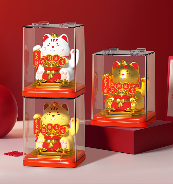 元宝/聚宝盆/福袋/中国结/葫芦/令牌 太阳能招财猫
大号3寸 颜色：金色/白色/黄色 
详情图3