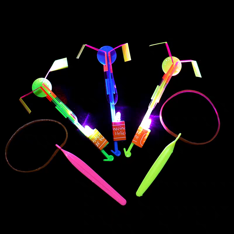 Night market luminous bamboo dragonflies, luminous flying swords, flying fairies, string pulling frisbees, outdoor children's toys, ground promotion gifts, luminous toys details Picture
