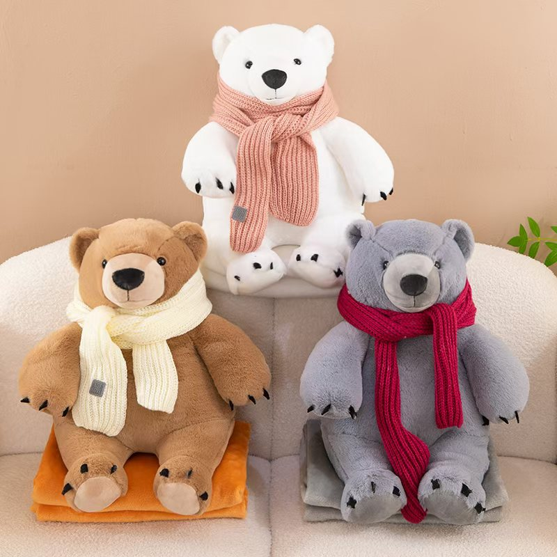 Plush toy scarf, polar bear plush card case, soft protective card, warm little gift, cute decoration, plush toy, plush pic 1
