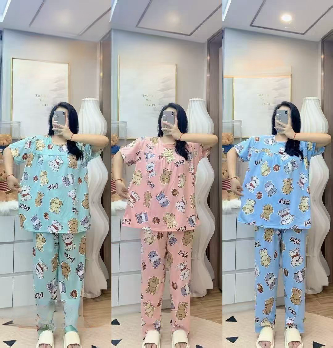 牛奶丝睡衣两件套睡衣女士睡衣夏季睡衣短袖长裤睡衣短长套装女装批发外贸跨境睡衣家居服