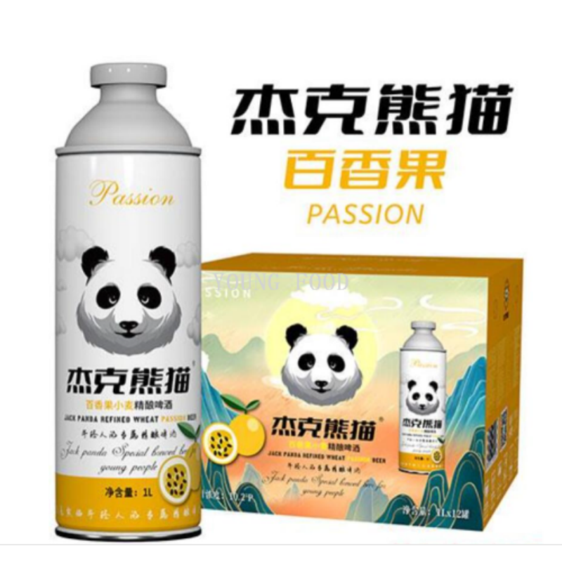 批发包邮中国制洋酒饮料休闲食品酒水零食杰克熊猫百香果味啤酒1L