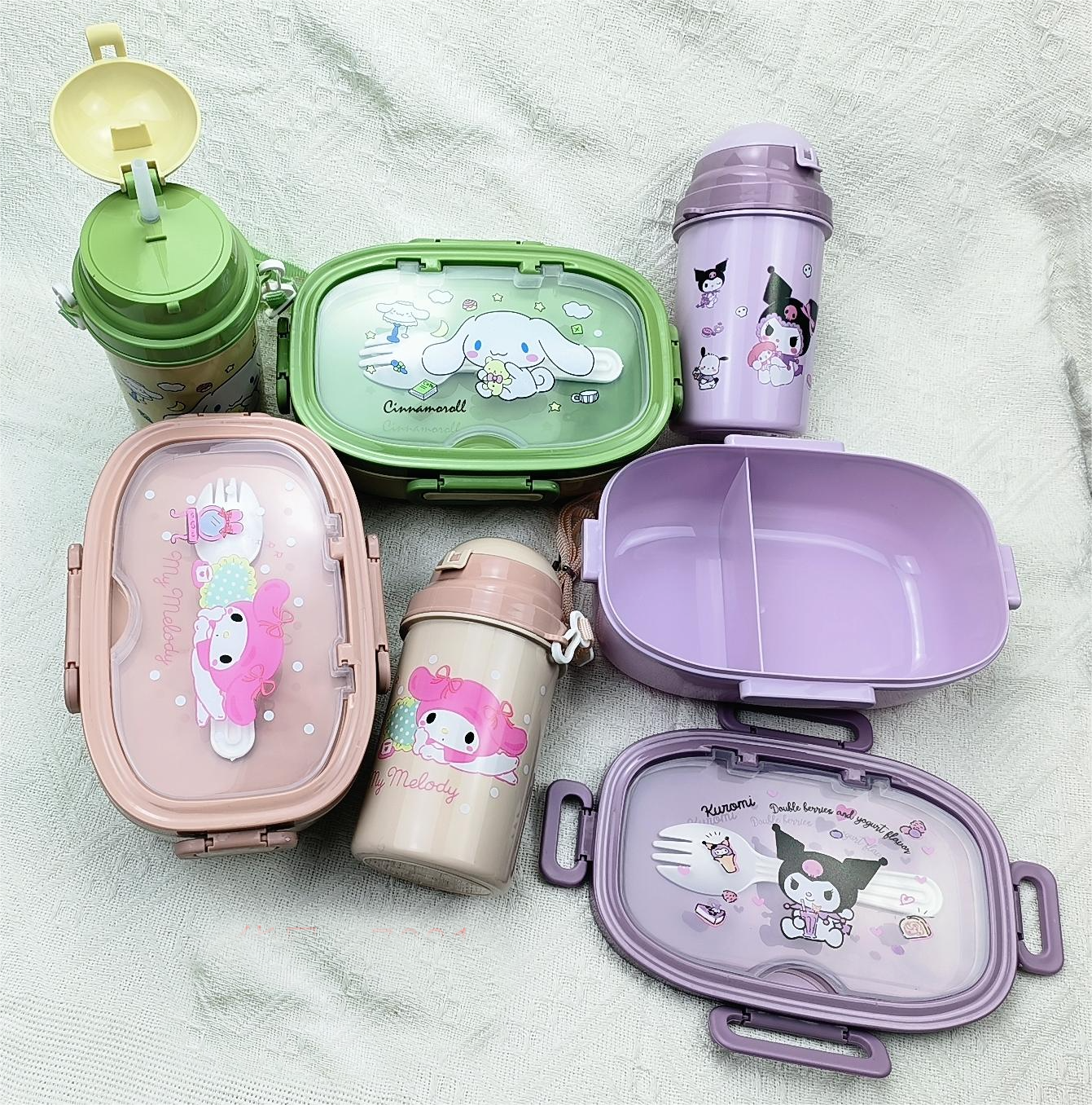 可爱卡通动物造型饭盒水壶套装儿童学生用便携分格便当午餐盒直饮水杯