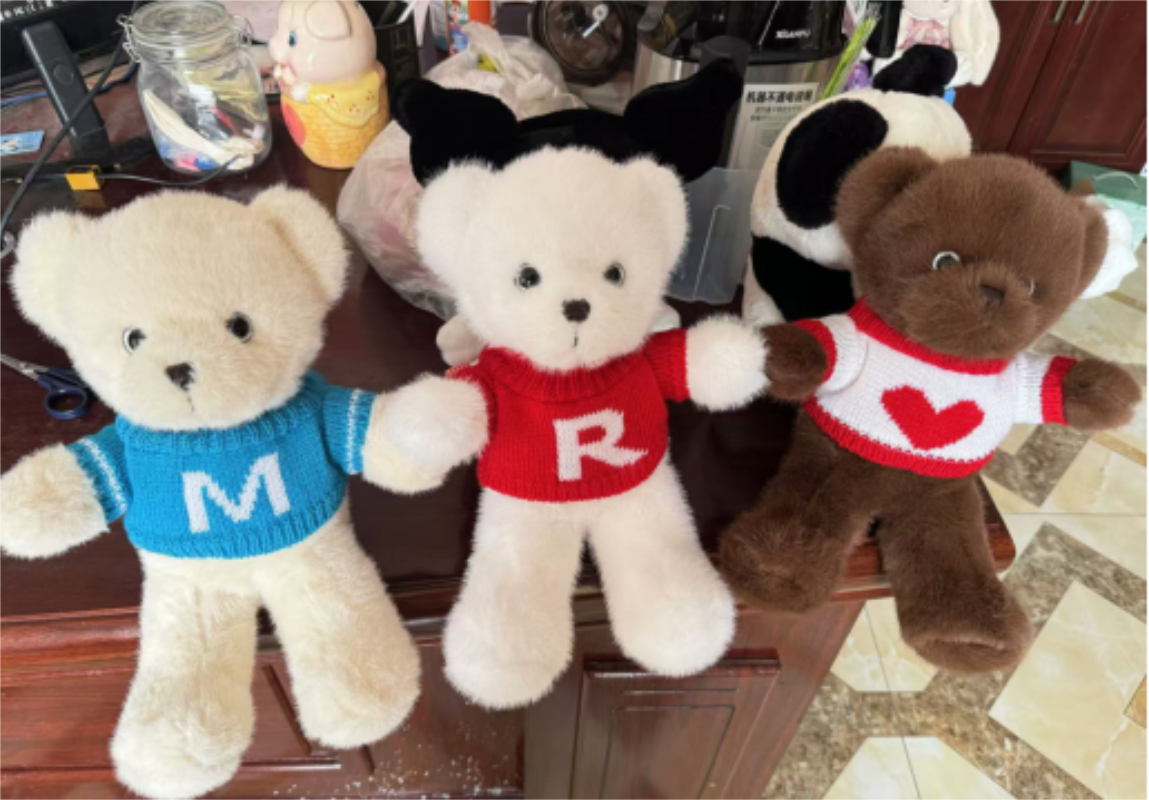 Leather shell plush toys, bear factory direct delivery, plush toys, bear dolls, leather shell, three colors of bears