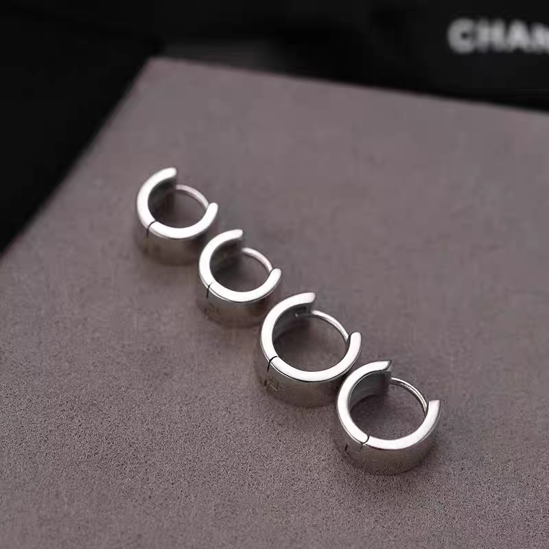 925银叠戴光面素圈耳环女高级感耳骨钉气质耳钉耳饰2024新款耳扣耳环耳环耳饰饰品玫瑰金耳钉中东合金吊坠天然珍珠链耳饰银详情图3