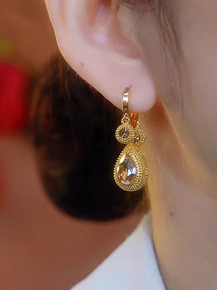 银耳环9999纯银女正品2025年新款金色榴莲吊坠耳环小众设计百搭气131