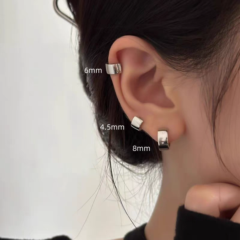 925银叠戴光面素圈耳环女高级感耳骨钉气质耳钉耳饰2024新款耳扣耳环耳环耳饰饰品玫瑰金耳钉中东合金吊坠天然珍珠链耳饰银产品图