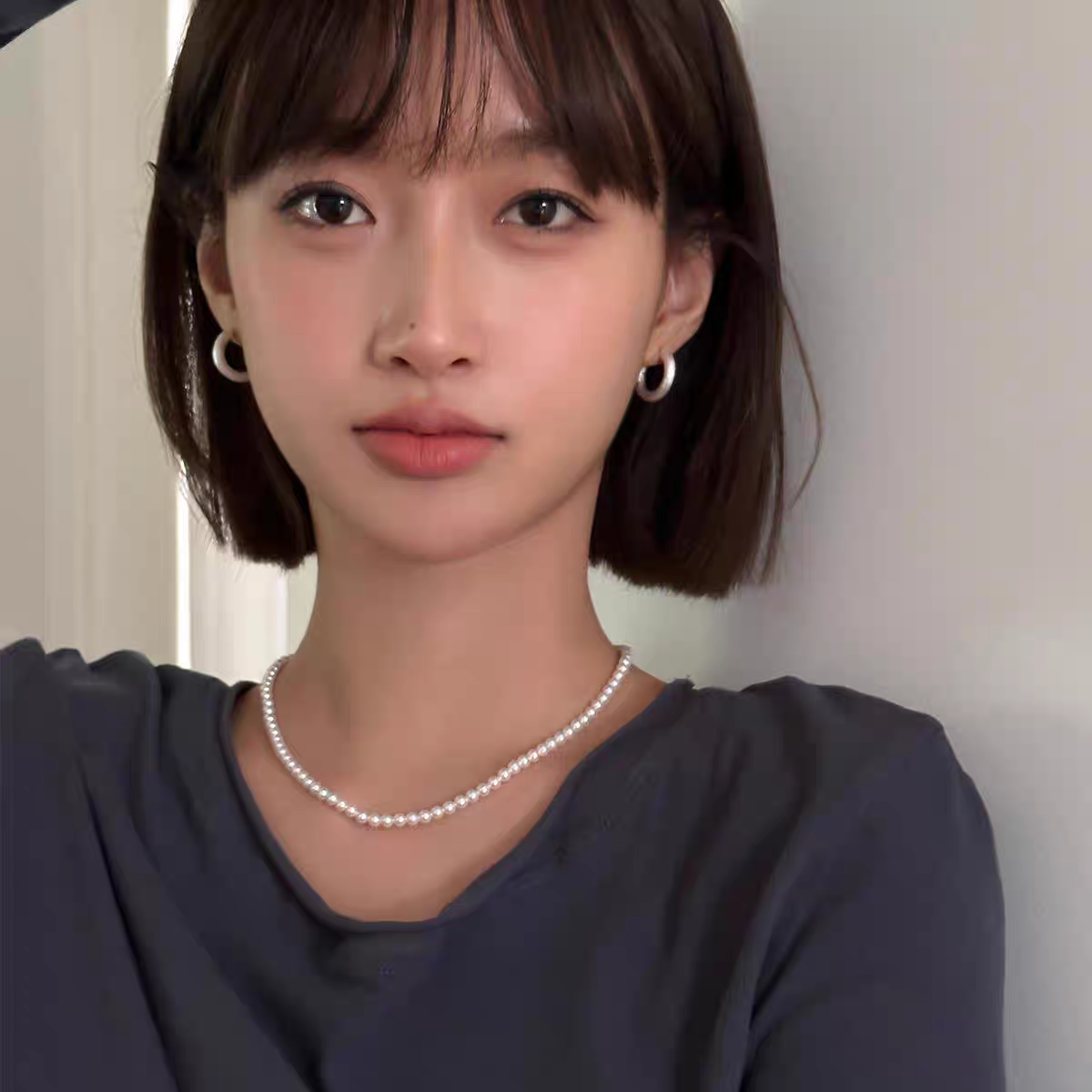 925银叠戴光面素圈耳环女高级感耳骨钉气质耳钉耳饰2024新款耳扣耳饰耳扣中东合金吊坠天然珍珠链天然珍珠链中东合金吊坠详情图4