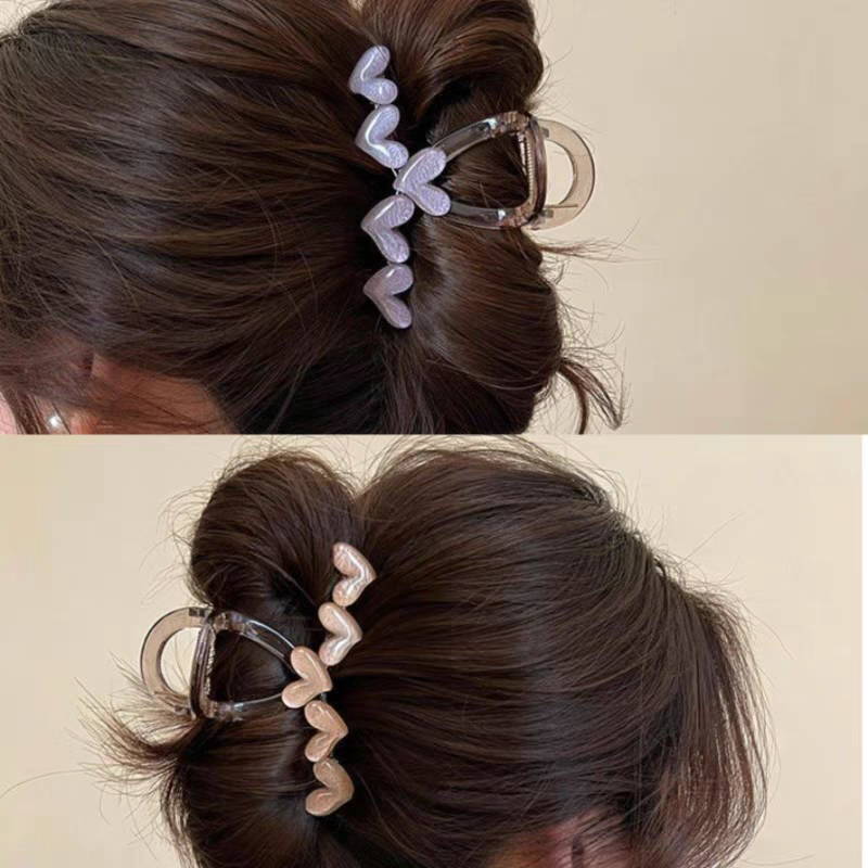 Temperamento simple púrpura amor agarrar clip mujer 2025 nuevo dulce de alta clase sentido clip de tiburón clip de cabeza tarjeta de pelo Specification image