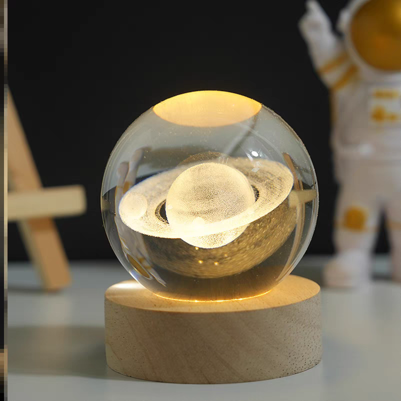 送地理老师的礼物球内雕桌面小夜灯摆件玻璃球装饰儿童节礼物生日